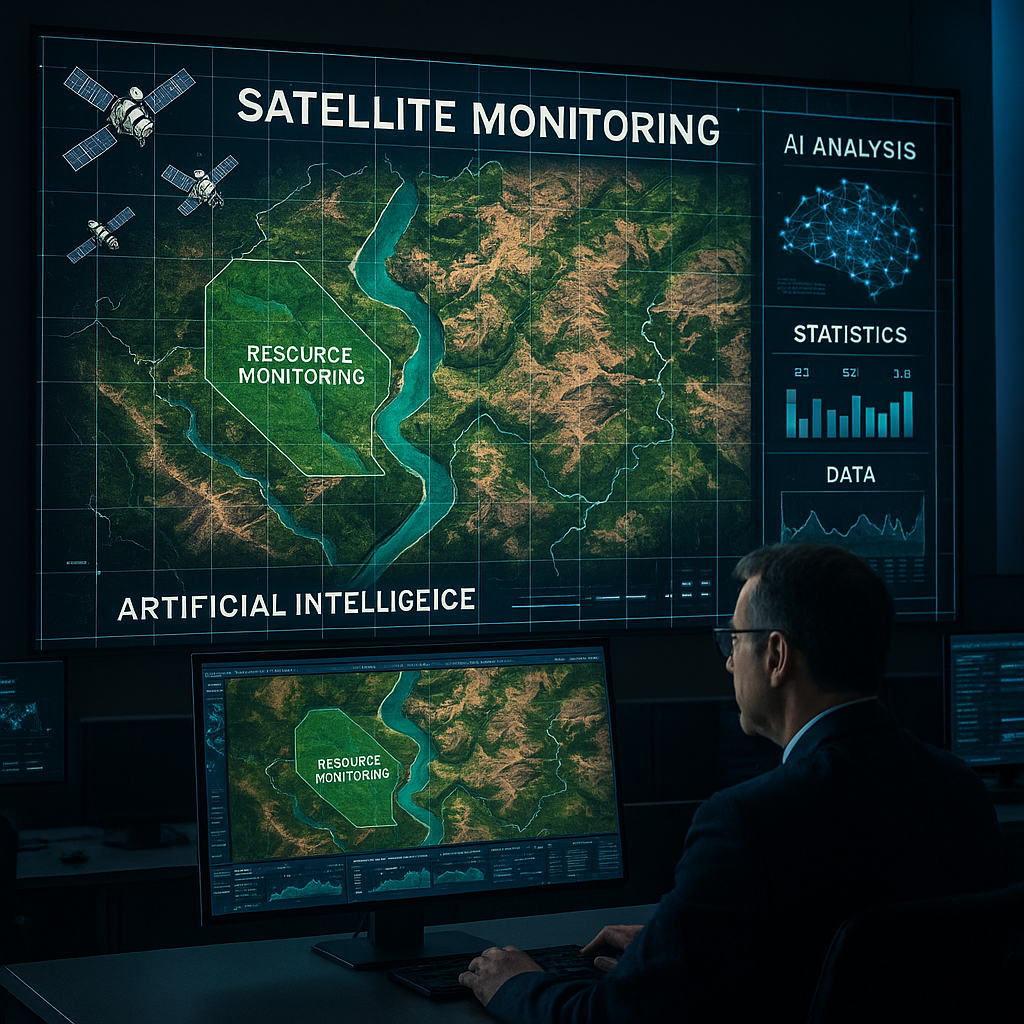 صورة توضح استخدام تقنيات الأقمار الصناعية والذكاء